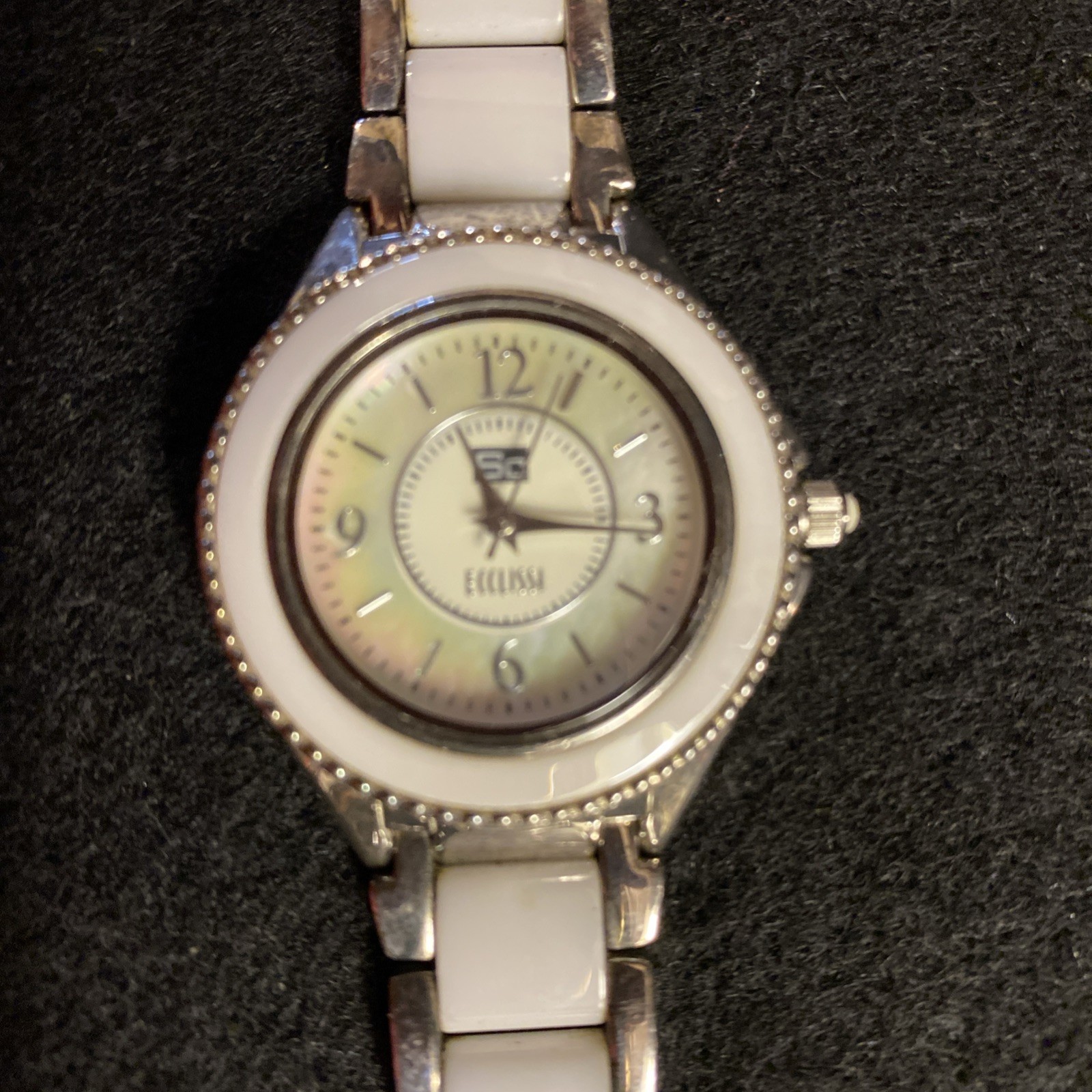 Ecclissi Sterling Silver .925 Watch Women’s White Ceramic Band New Battery