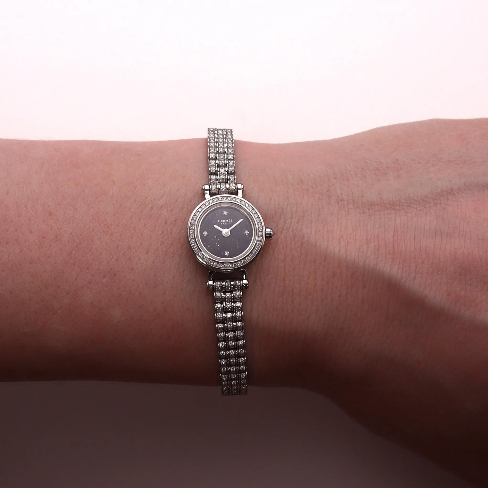 Hermes Faubourg Joaillerie 16.3 mm 18K White Gold Diamonds Watch W049640WW00