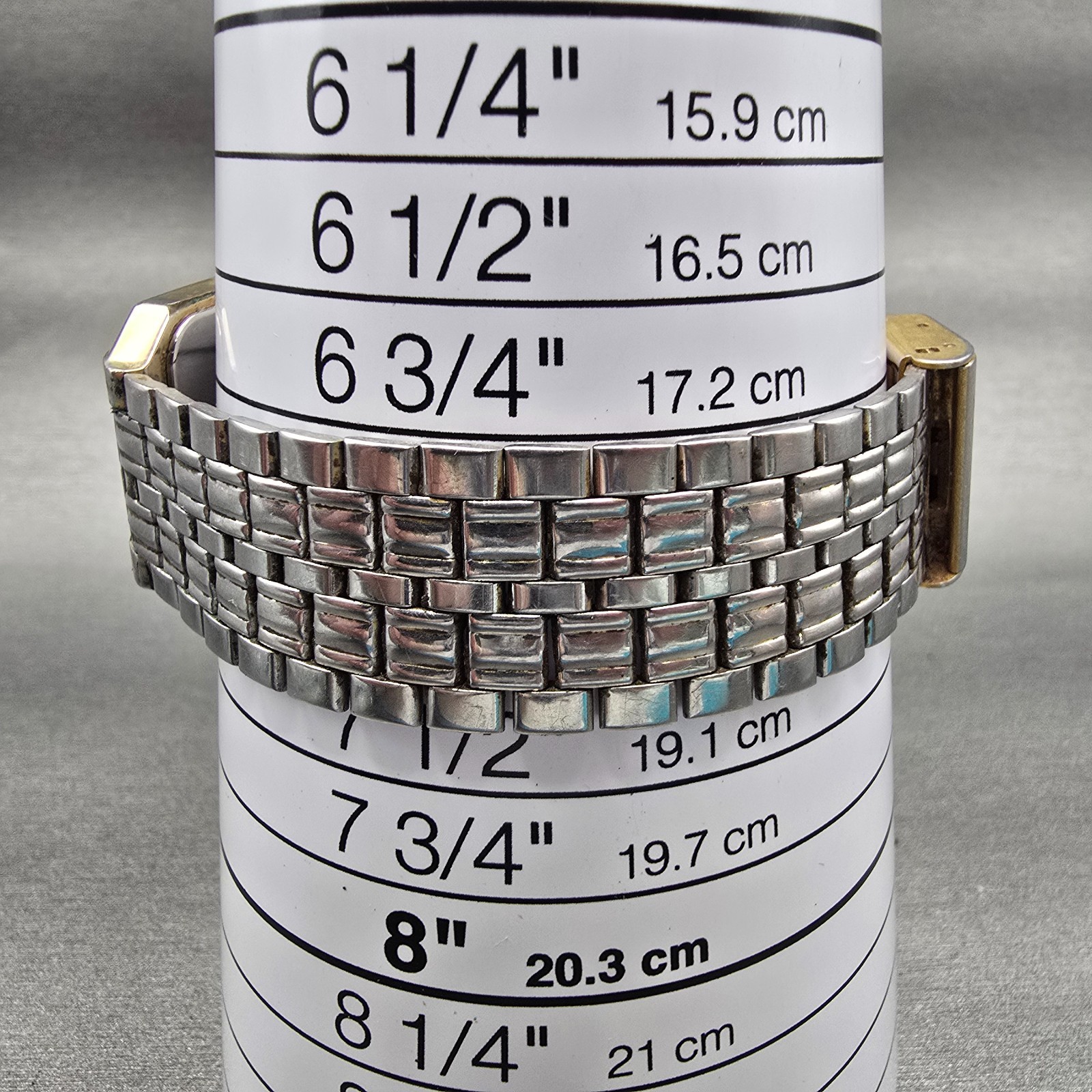 Seiko Watch Men 27mm Silver Dial Two Tone Rectangle V701-5J40 New Battery VTG