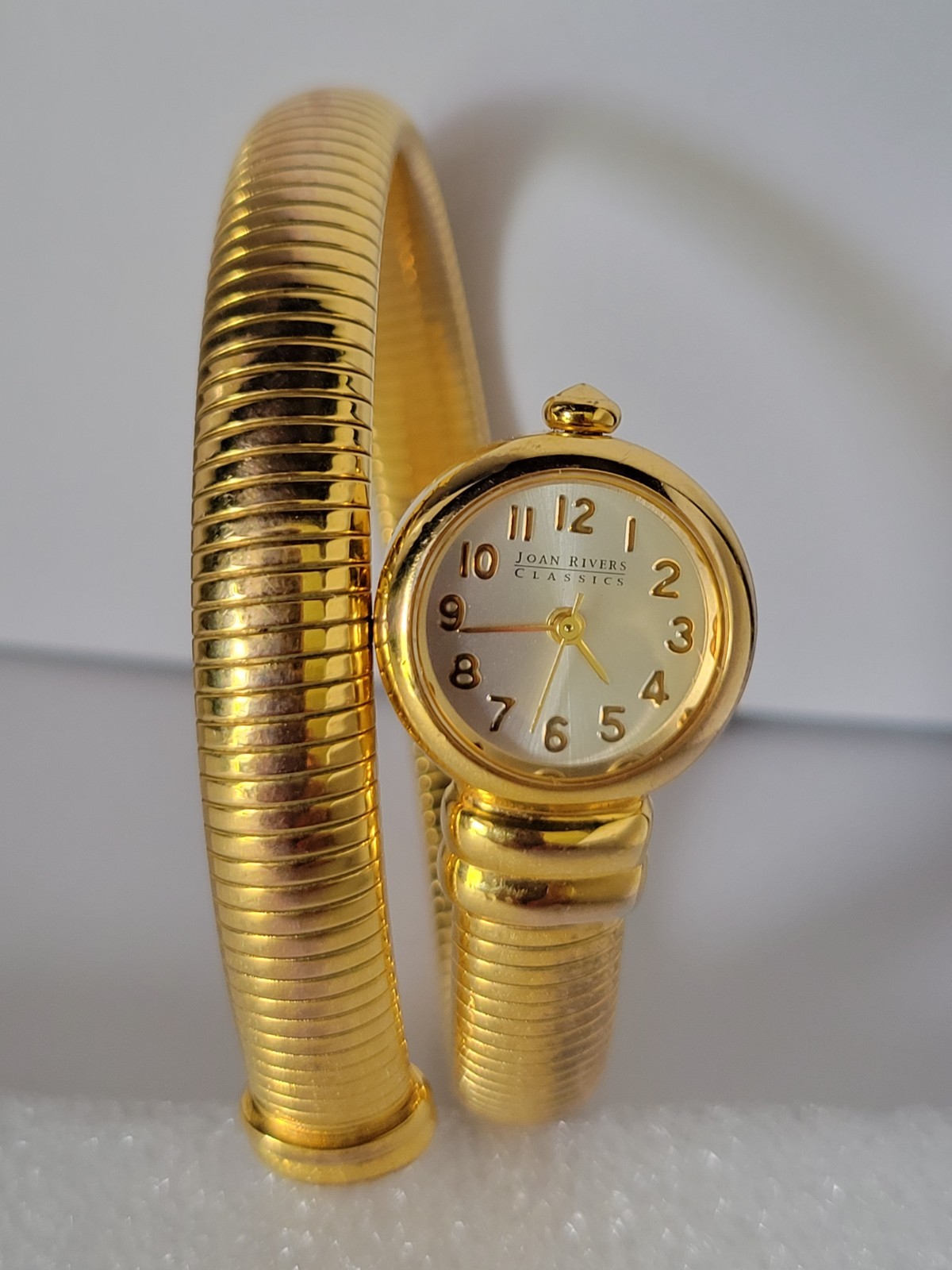 Vintage Joan Rivers Classic Gold Tone Tubogas Coil Wrap Watch