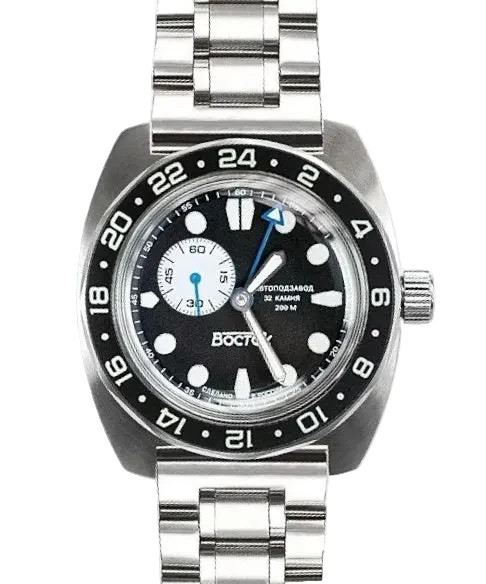 Vostok Amphibia 17037B GMT Watch Batman Automatic USA Seller