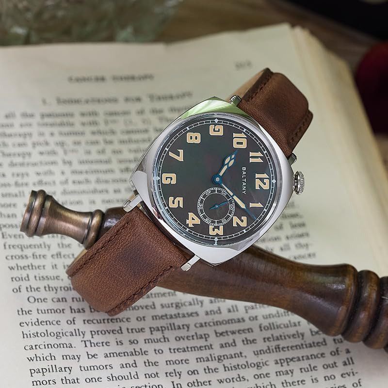 S4071 Men’s Square MOP Dial Manual Mechanical Watch with Luminous Hands