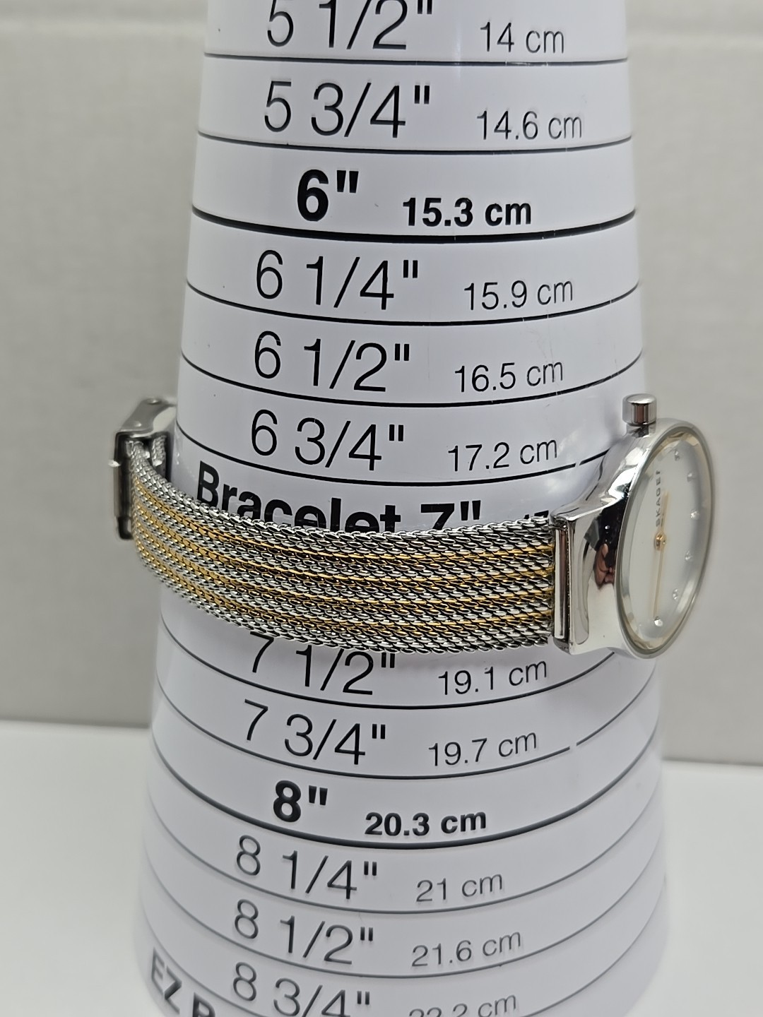 Skagen Freja Gold Silver Two Tone Mesh Crystal Dial Womens Watch New Battery