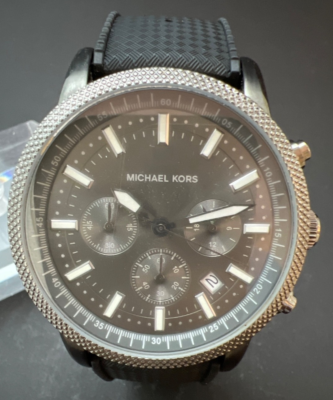 MICHAEL KORS MENS MK-8241 WATCH Black gun metal waterproof chronograph boxed