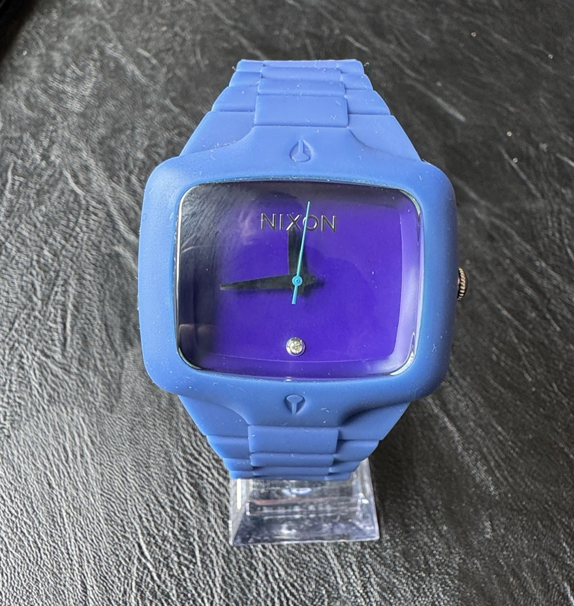 Nixon The Rubber Player Analog Quartz Watch Purple Dial Blue Rubber Strap 100m