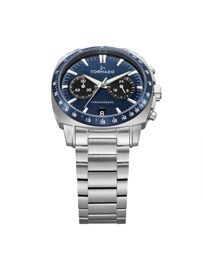 Tornado Men’s Chronograph Watch | Blue Dial, 42mm, 100 m (10 ATM)