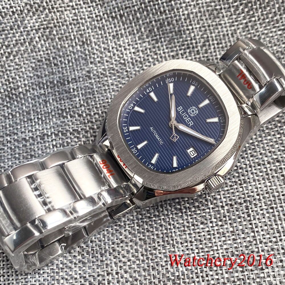 40mm Square Bliger Blue Green Black White Dial Japan NH35A Automatic Mens Watch