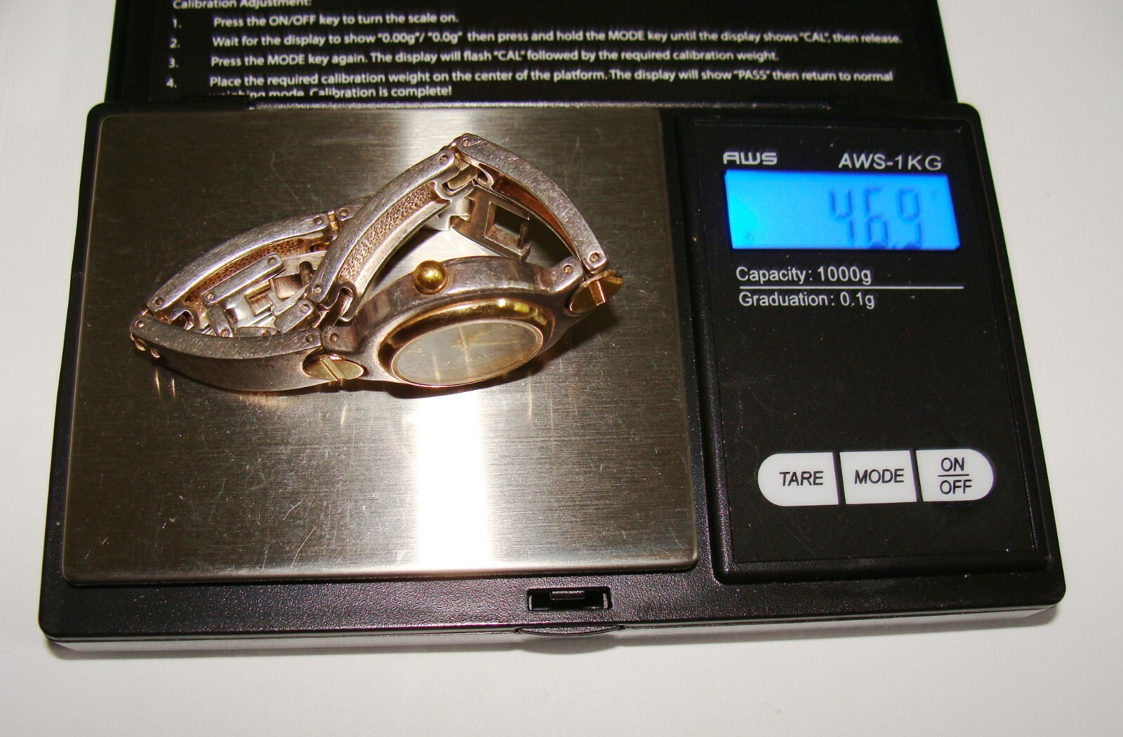 Ecclissi Sterling Silver 2-Tone 46.9g #31270 Nail Head Bracelet Watch 7.25″