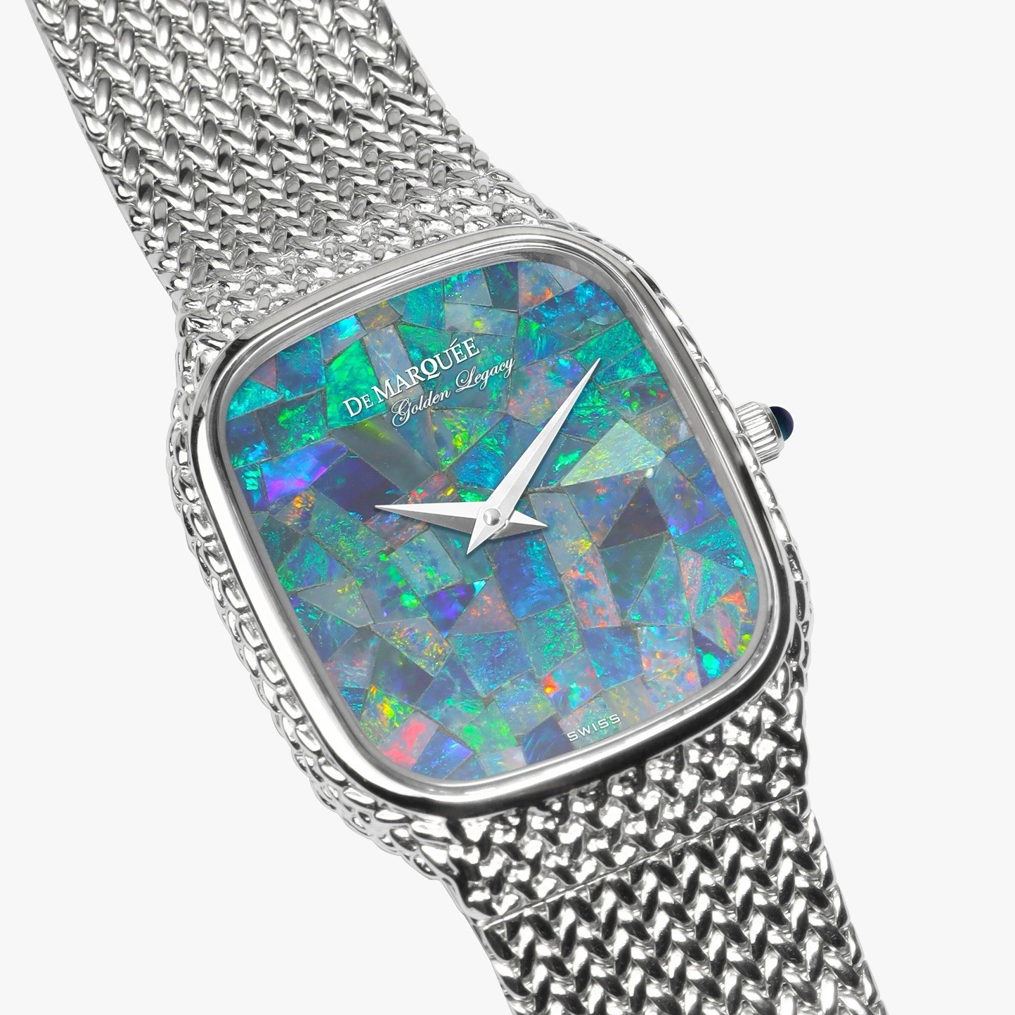 De Marquée Aurora Prism Opal Dial – Sterling Silver Case – Swiss Quartz