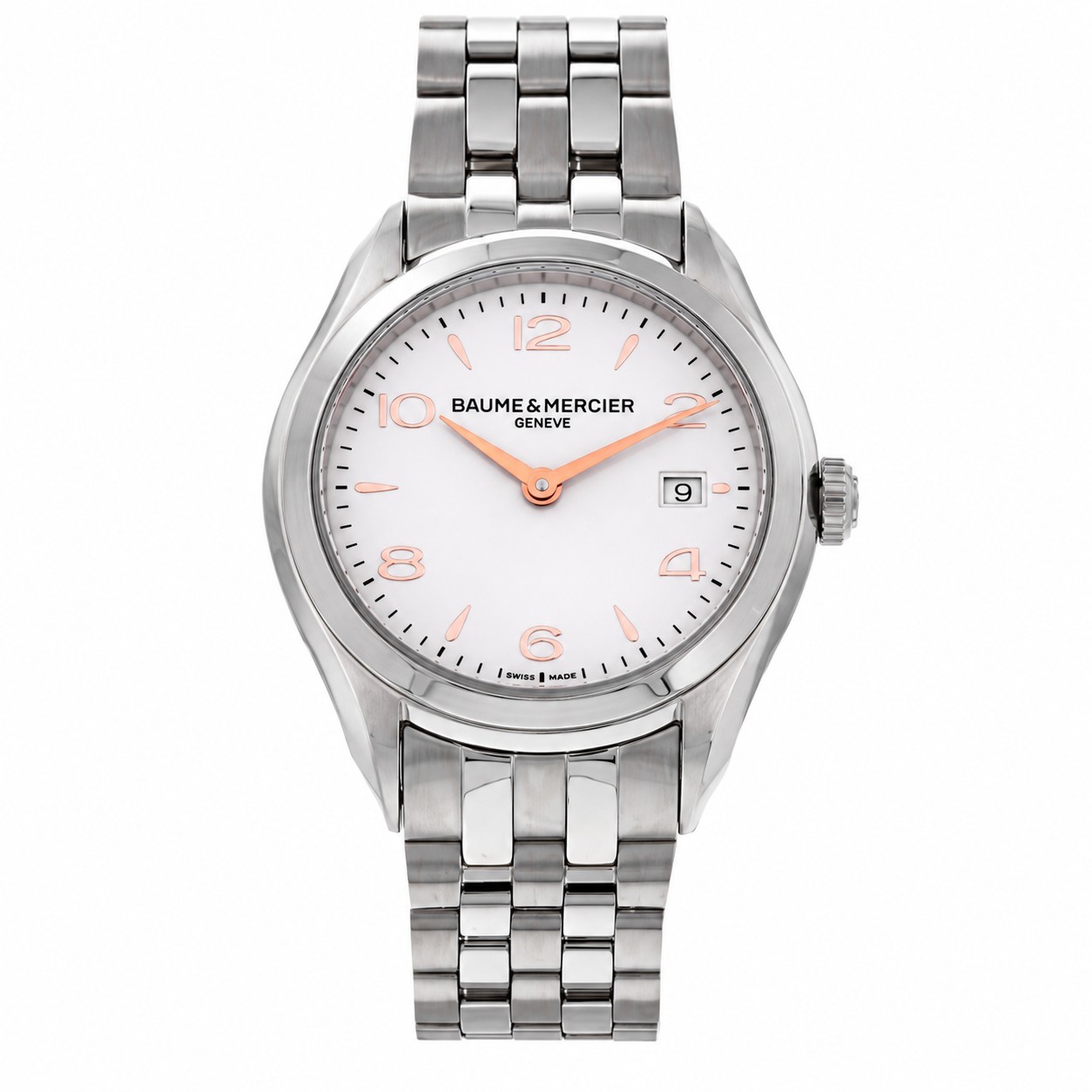 Baume Et Mercier Men’s Silver Stainless Steel Round Wristwatch Bracelet
