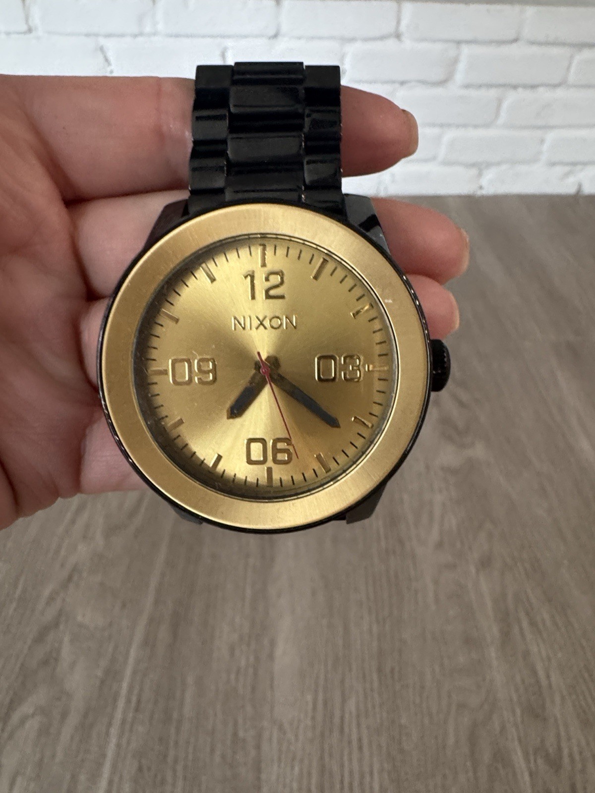 Nixon The Corporal Take Charge Quartz 48mm Black SS Gold Dial 100m