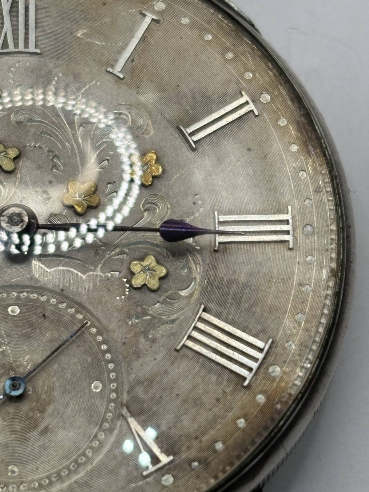 Antique Sandoz & Son Paris Silver Cylinder Key Wind Pocket Watch Fancy Dial