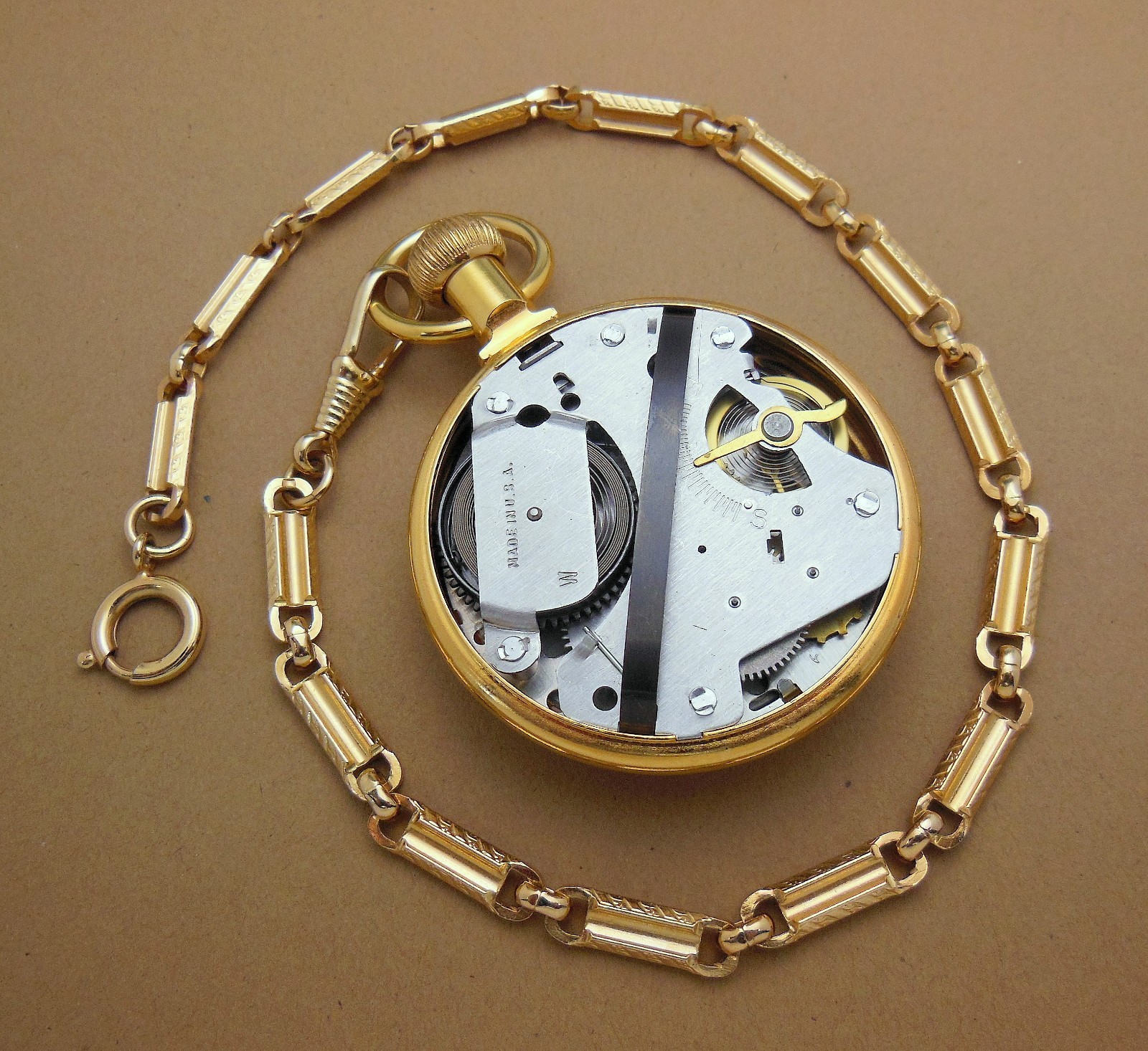 VTG Westclox ‘The Conductor’ Train Themed Mechanical Pocket Watch w/ Chain Runs