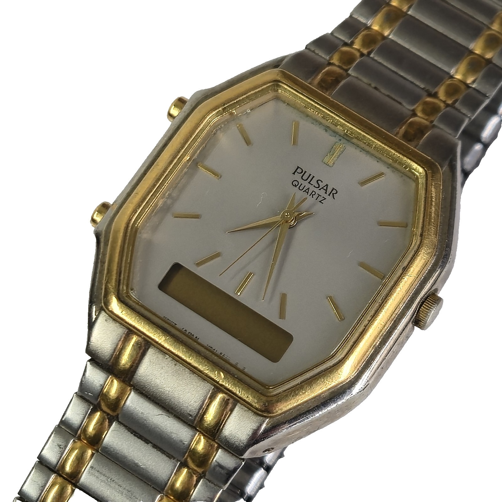 Vintage Pulsar Ana-Digi Quartz Men’s Two-Tone Watch Model V041-5330