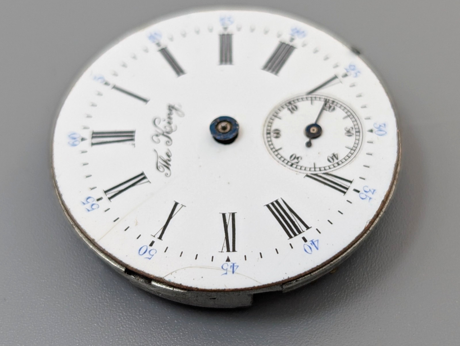 Vintage THE KING 35mm Swiss Made Formal Dress Pocket Watch Movement PARTS REPAIR