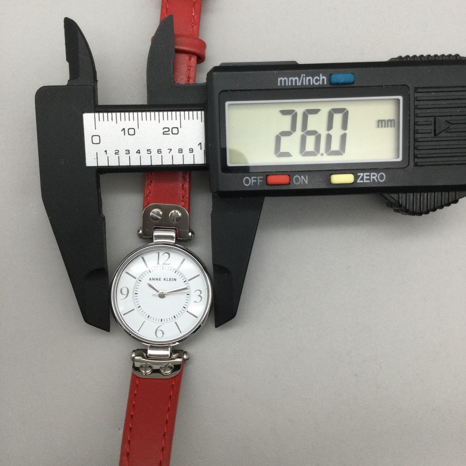 Anne Klein Womens Watch 26mm White Dial Red Leather Dress 10/2143 New Battery