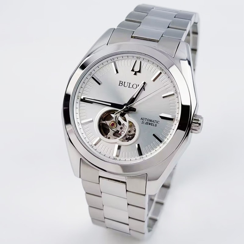 Bulova Classic Surveyor 96A274 Automatic Men’s Watch Silver Tone Dial 42mm