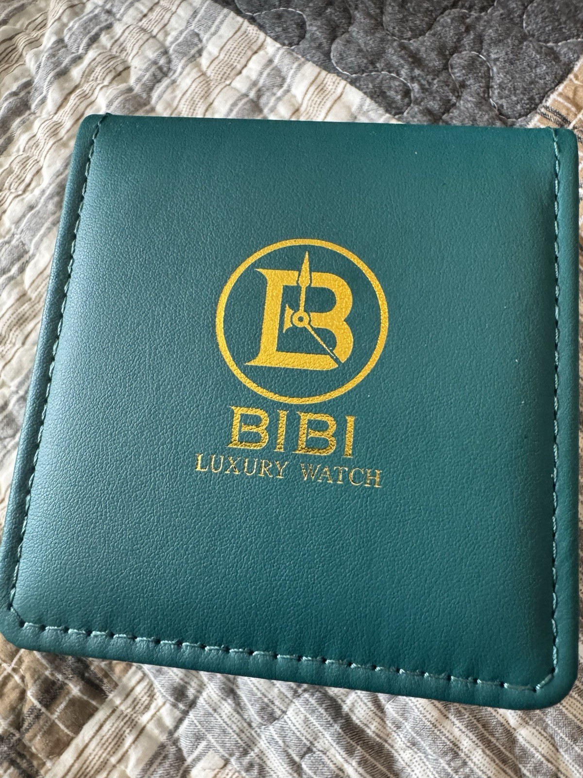 BIBI Luxury Watch Quartz Octagon Rose Gold Tone Black Rubber Strap Date w/ Box