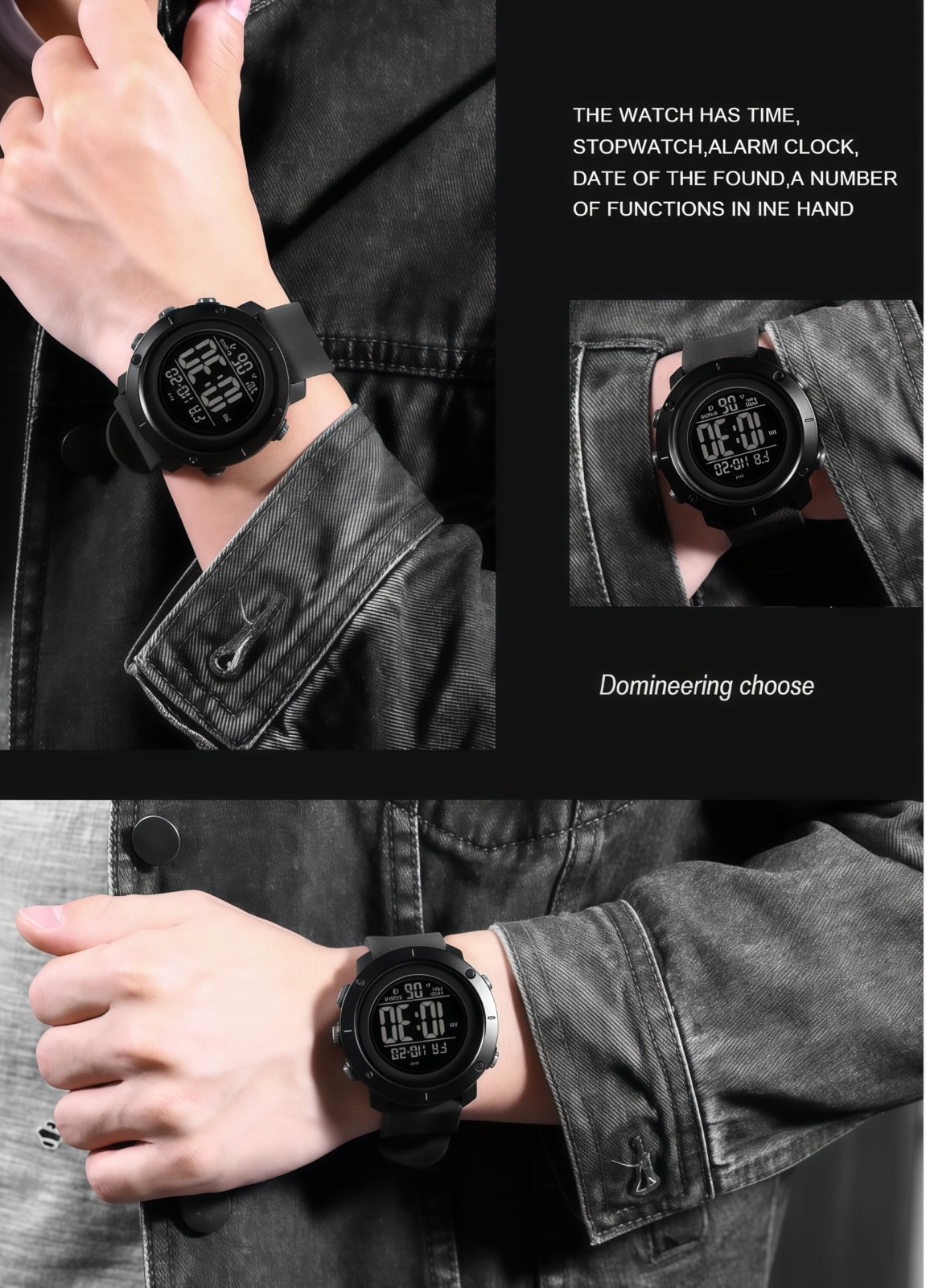Waterproof Digital Sports Watch for Men, Military Style, Backlight, Small Size,