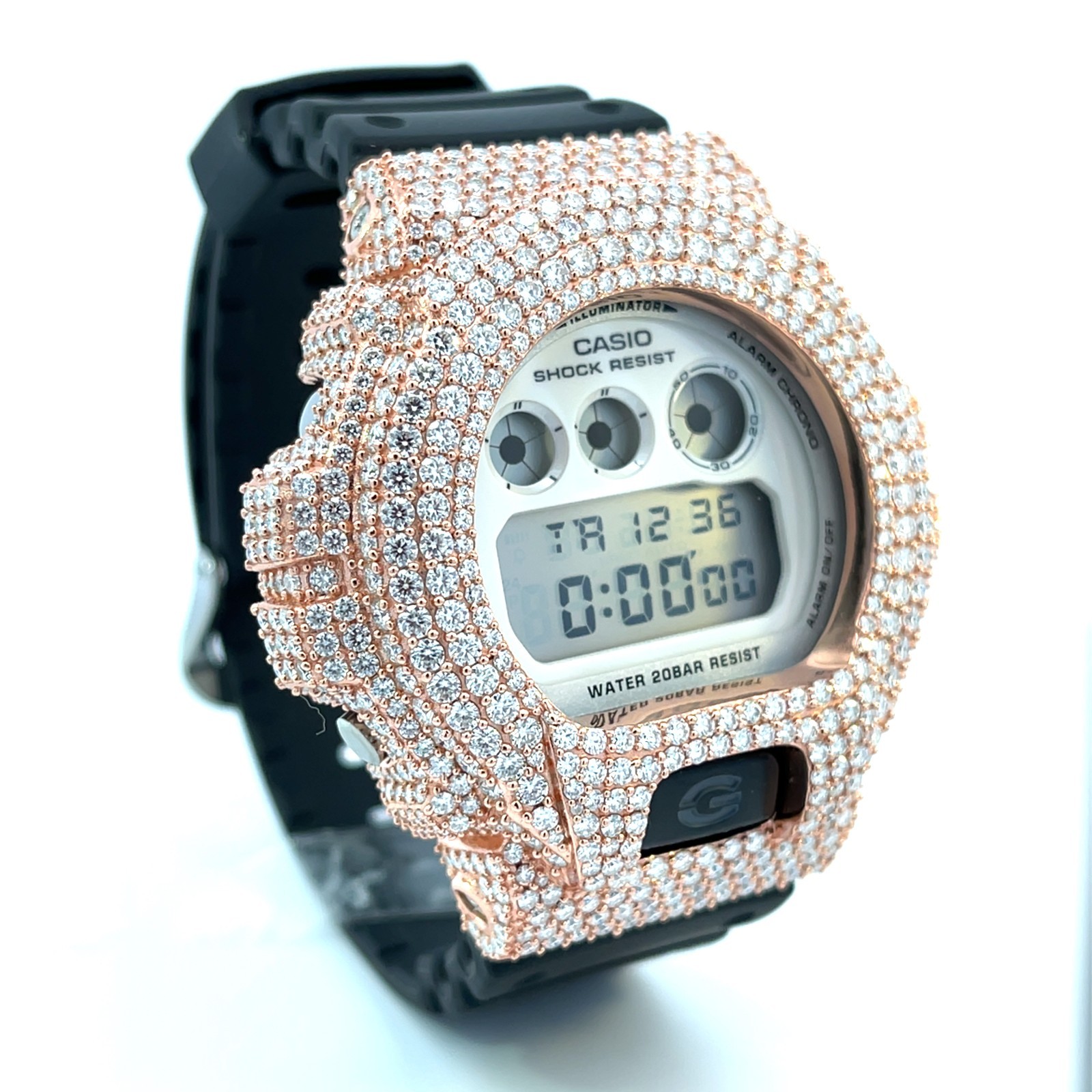 Moissanite Iced Out G-SHOCK DW-6900 Watch – D Color, Flawless Clarity