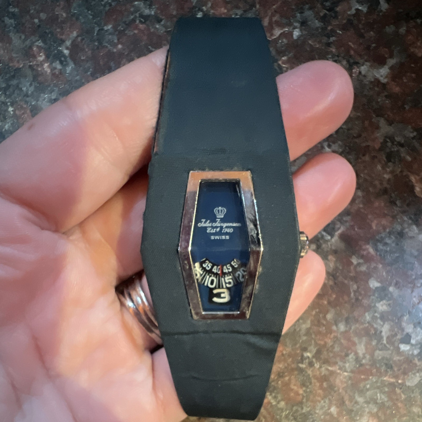 Jules Jurgensen Est. 1740 Swiss Quartz Ladies Black Dial Silver Case Watch