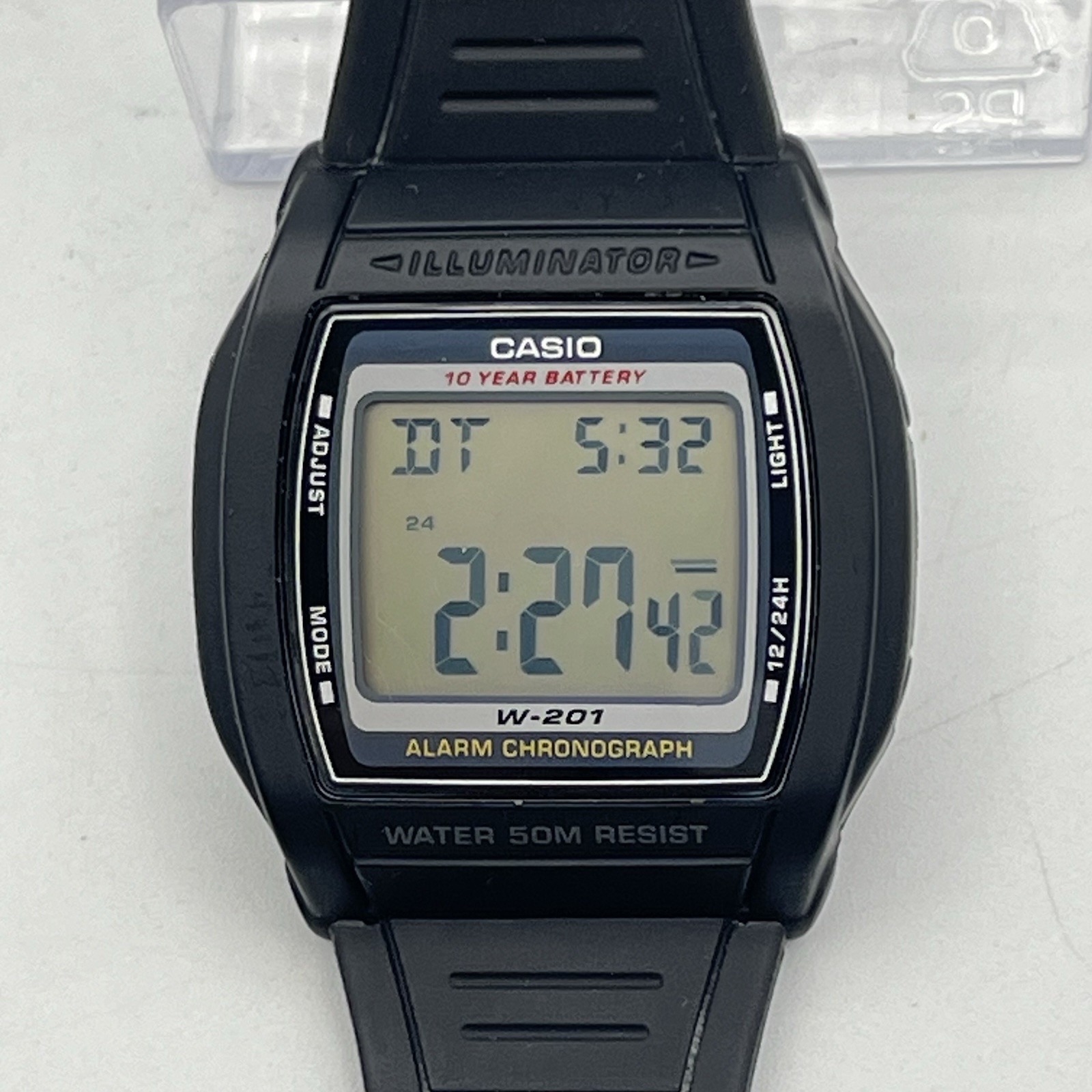 Casio Chronograph 30mm Watch – W-201 – Black Resin Alarm Illuminator – WORKS