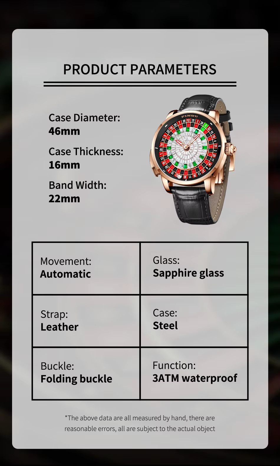 PINDU Luxury Automatic NH35A Watch Men Jacob Casino Tourbillon Rotating Roulette