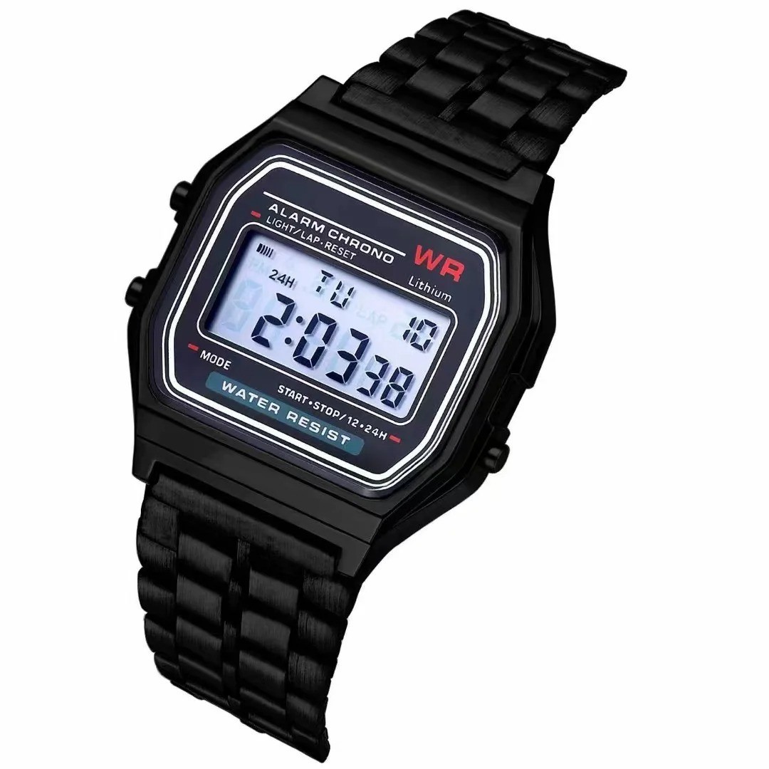 F-91W-1 Men’s 2025 Digital Silver Steel Watch Classic Alarm Light Waterproof