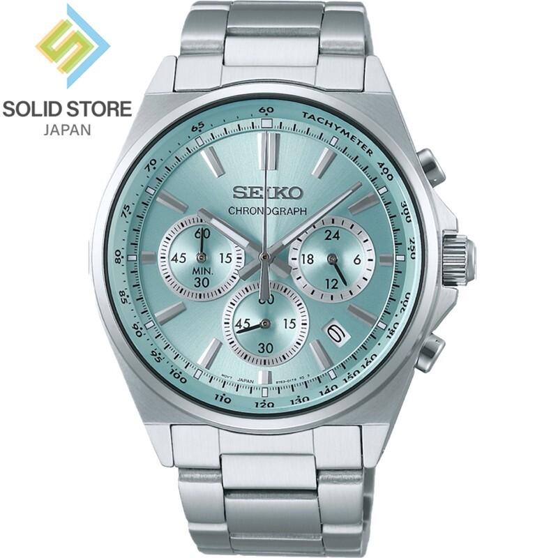SEIKO SELECTION S series SBTR049 Chronograph Quartz Watch Ice Blue Dial 41mm