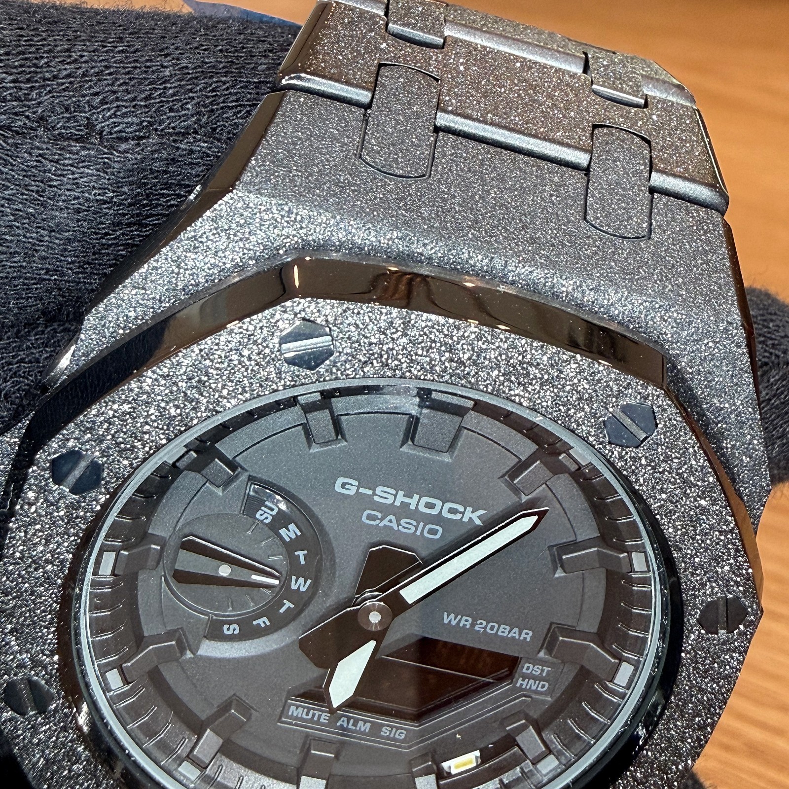 Modded Authentic Casio G Shock GA2100 All Black Frosted Metal Watch