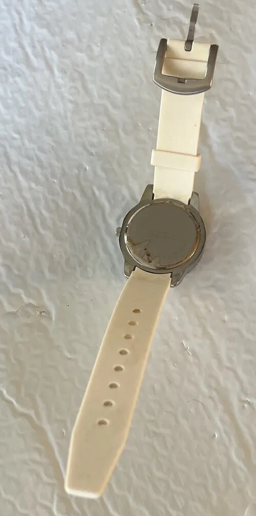 Bora Watch Womens Silver Tone Gem Set Bezel Round Dial 38mm White Band