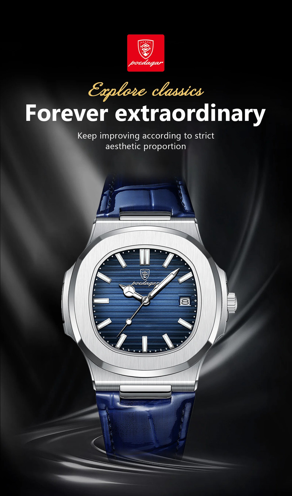 Luxury Square Man Watch Date Waterproof Luminous Men Wristwatch High Quality