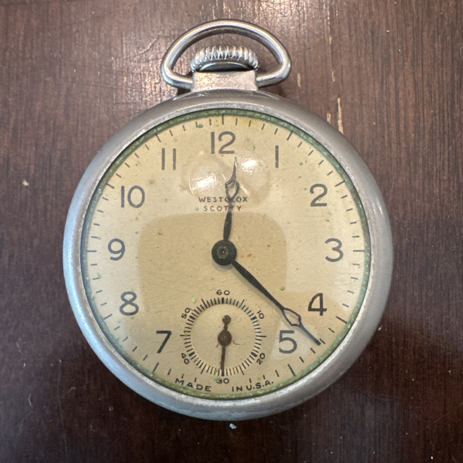 Vintage Westclox Scotty Made In USA Pocket Watch Wind-up Running Well Tested