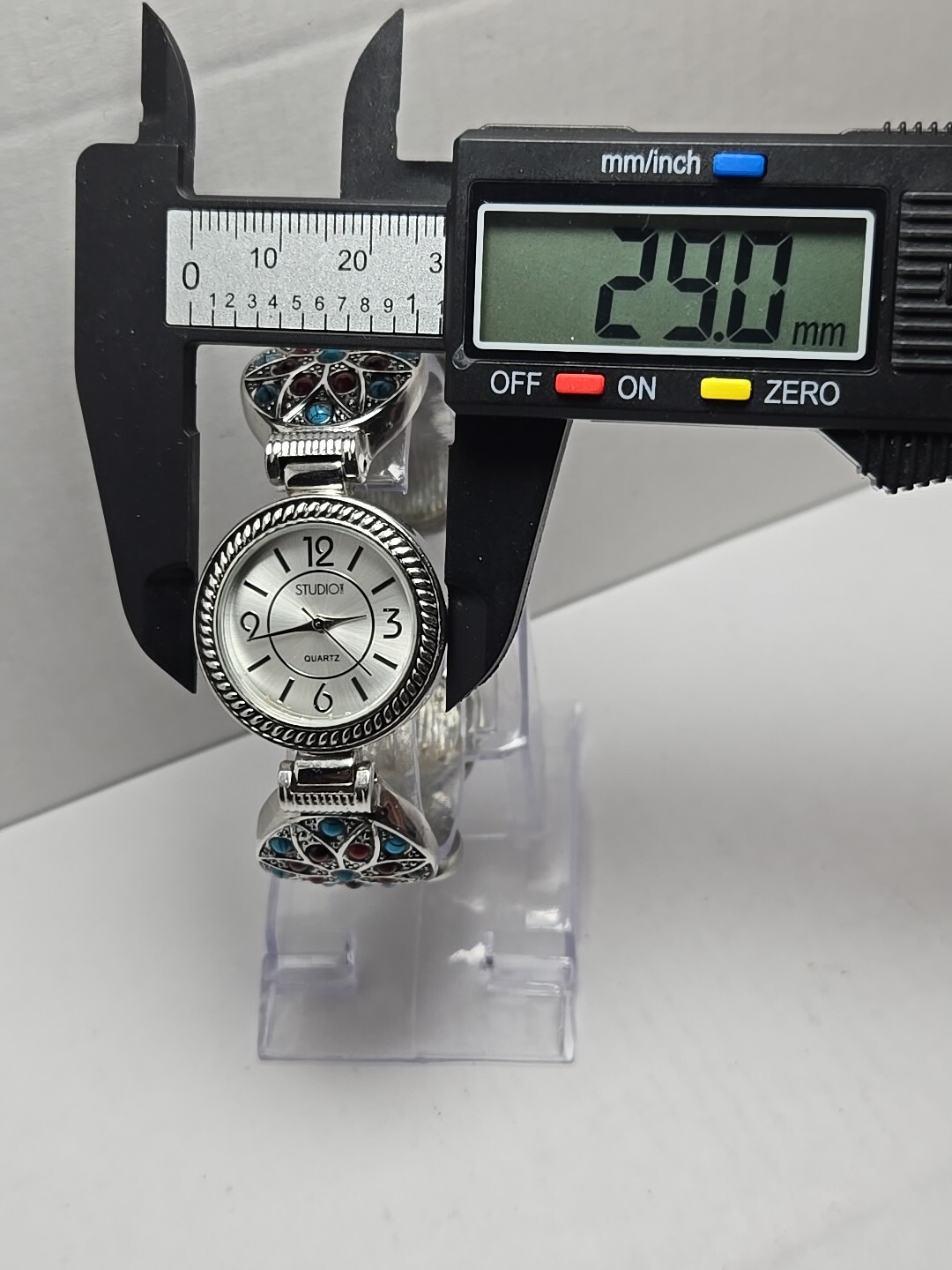 Womens Studio Time Southwestern Watch 29mm Red Blue Stones Cuff Band New Battery