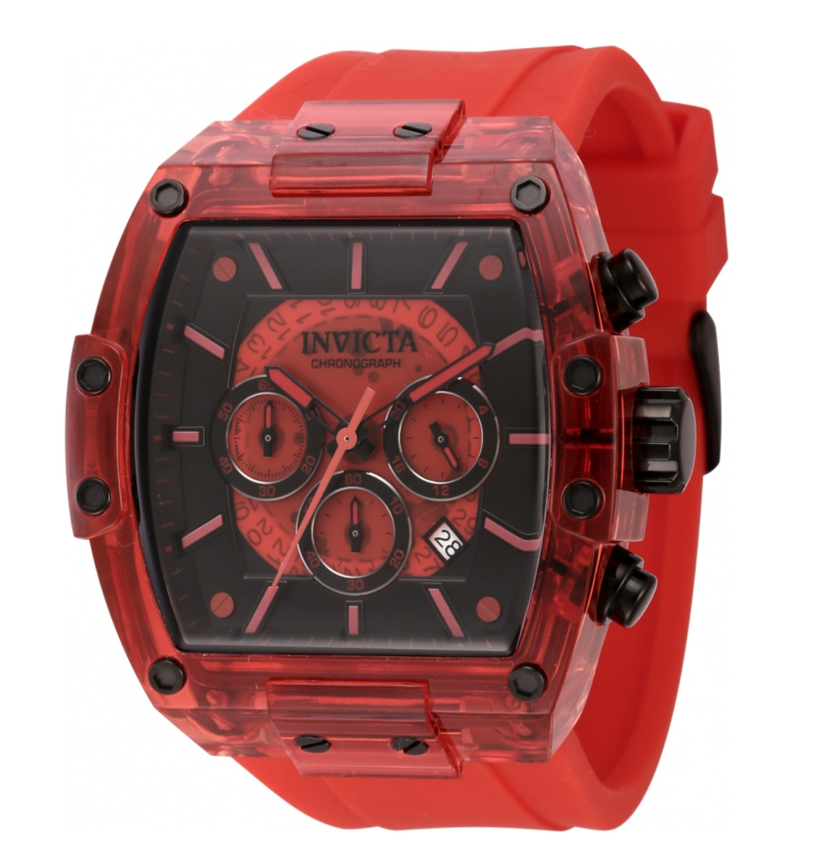Invicta S1 Rally Diablo Men’s 48mm Clear Red Anatomic Dial Chrono Watch 44352