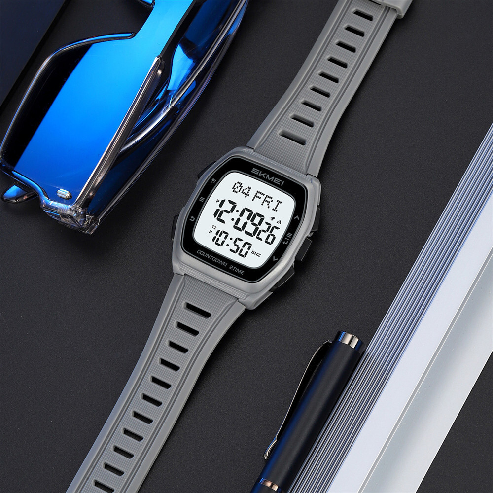 SKMEI Men Rectangle Watch Digital Electronic Wristwatch Students Boy Sport Watch