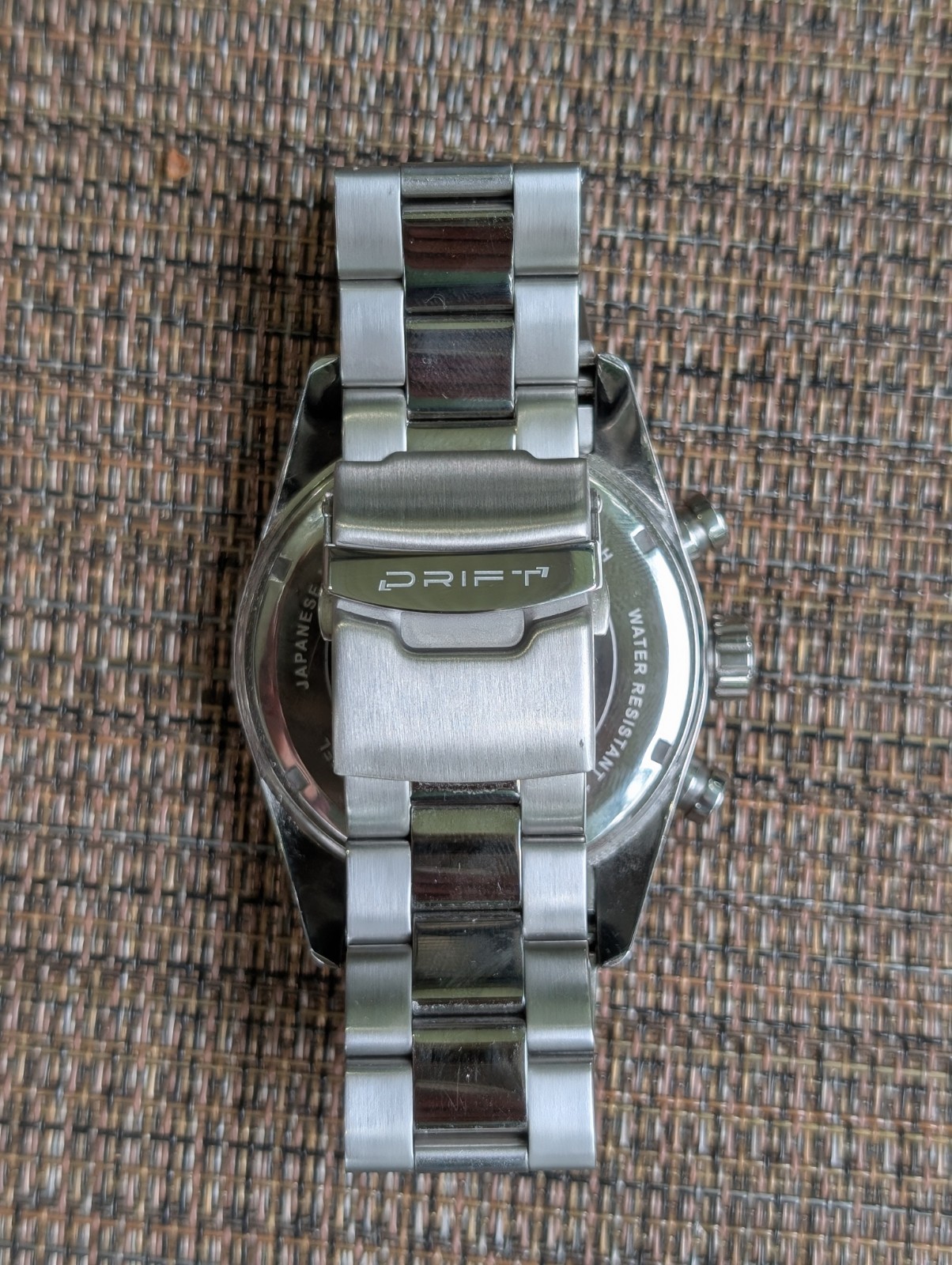 DRIFT Tachymeter Quartz Chronograph Date Silver/White Dial SS Bracelet