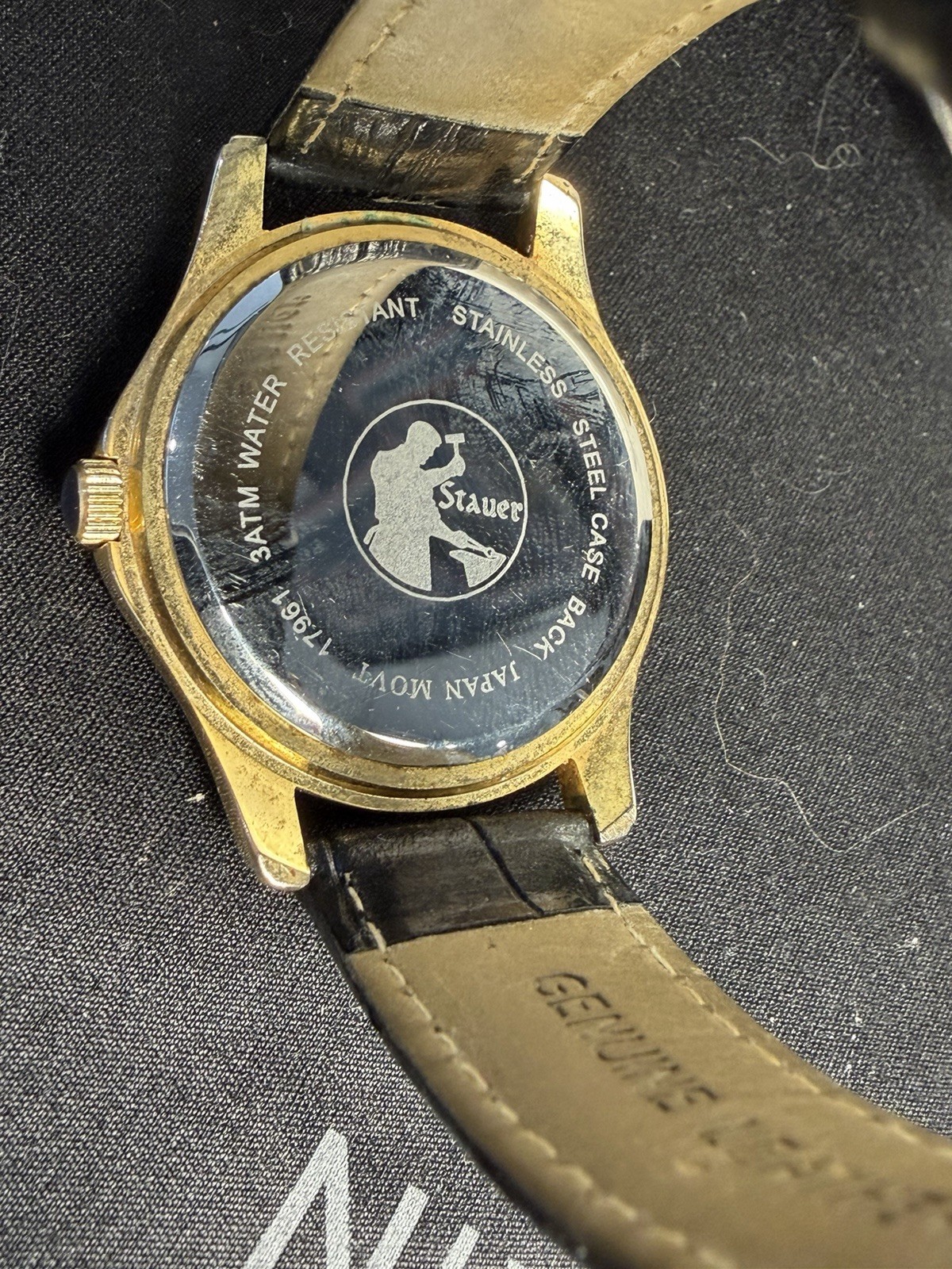 Stauer Timemaster Watch-DATE BLACK LEATHEER BAND