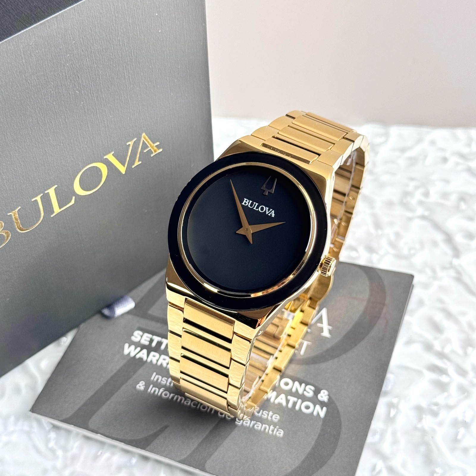 Bulova Millennia Men’s Quartz Black Dial Gold-Tone Stainless Steel Watch 97A183