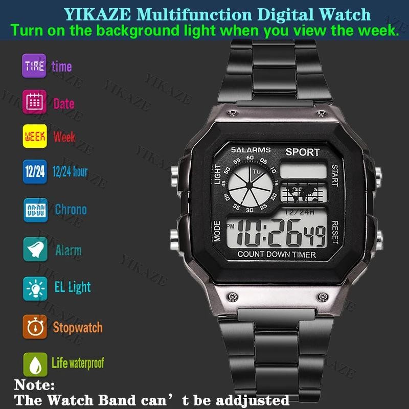 MAYZHISU Classic Men’s Digital Watches Luxury Stainless Steel Strap Sport Watche