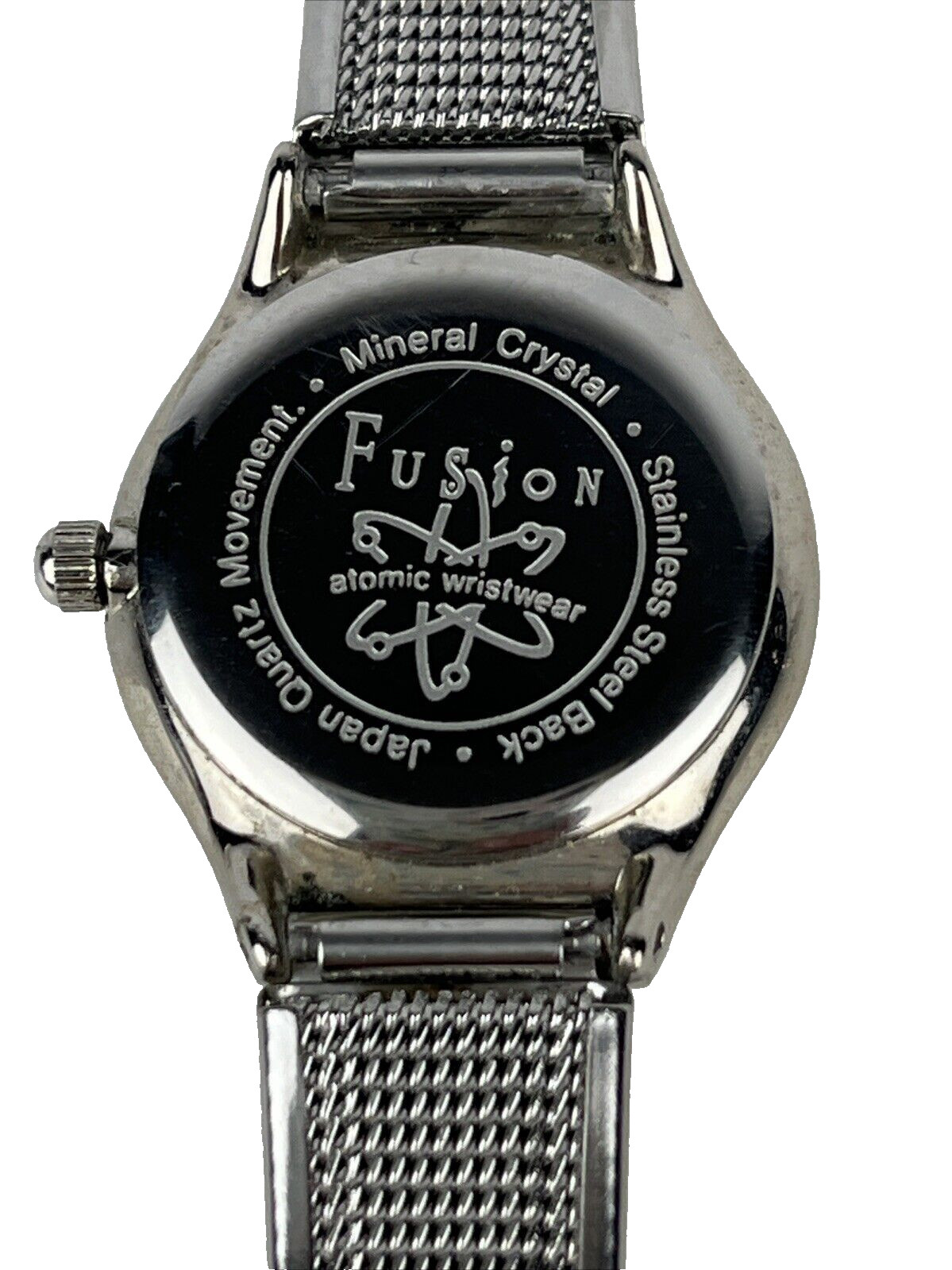 Fusion Women’s SS Watch Silver Tone Mineral Crystal Mesh Bracelet New Battery