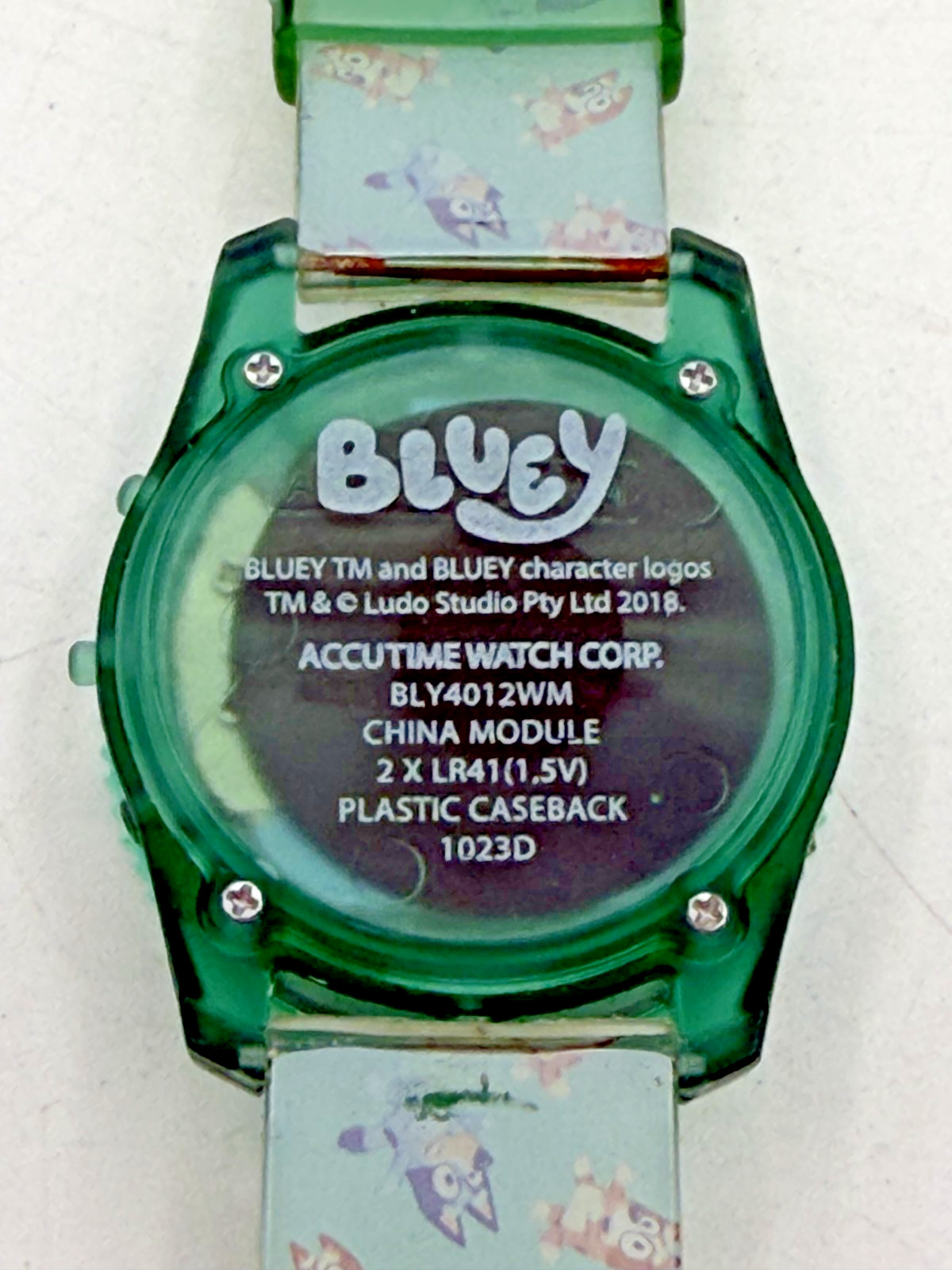 Bluey Children’s LCD Watch with Flashing Case Aqua Blue-Green Working READ!