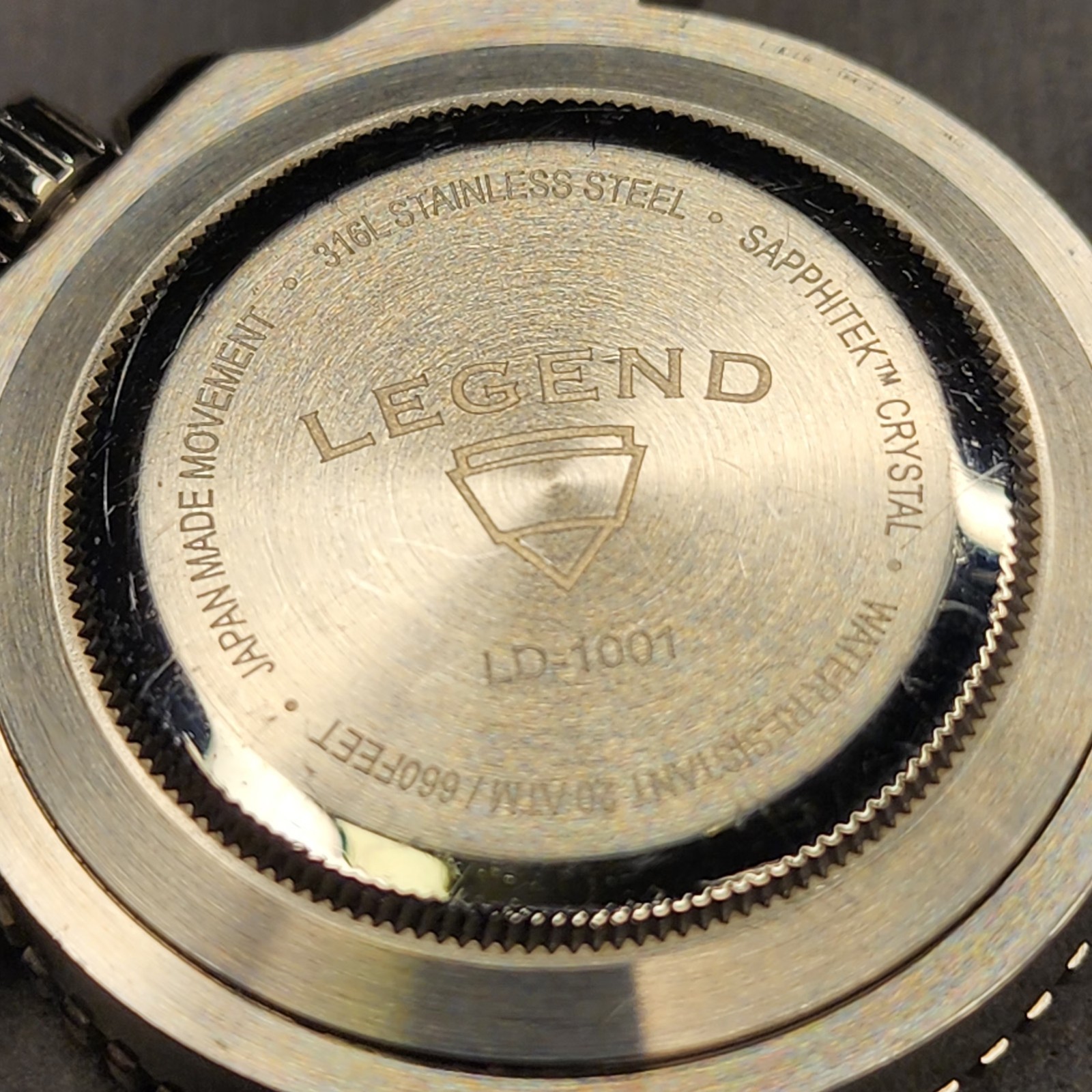 Legend Men 40mm Deep Blue Diver Auto Sapphitek Black Dial Silver Tone Watch READ