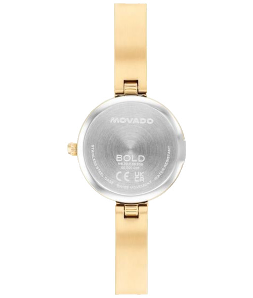 MOVADO BOLD 3601374 CHOCOLATE DIAL GOLD STAINLESS STEEL BANGLE 24MM WOMENS WATCH