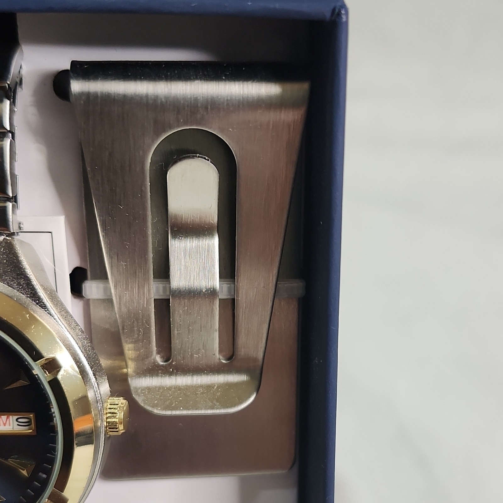 GEORGE Men’s Quartz Day-Date Two-Tone Metal Bracelet Watch Blue Dial 41mm