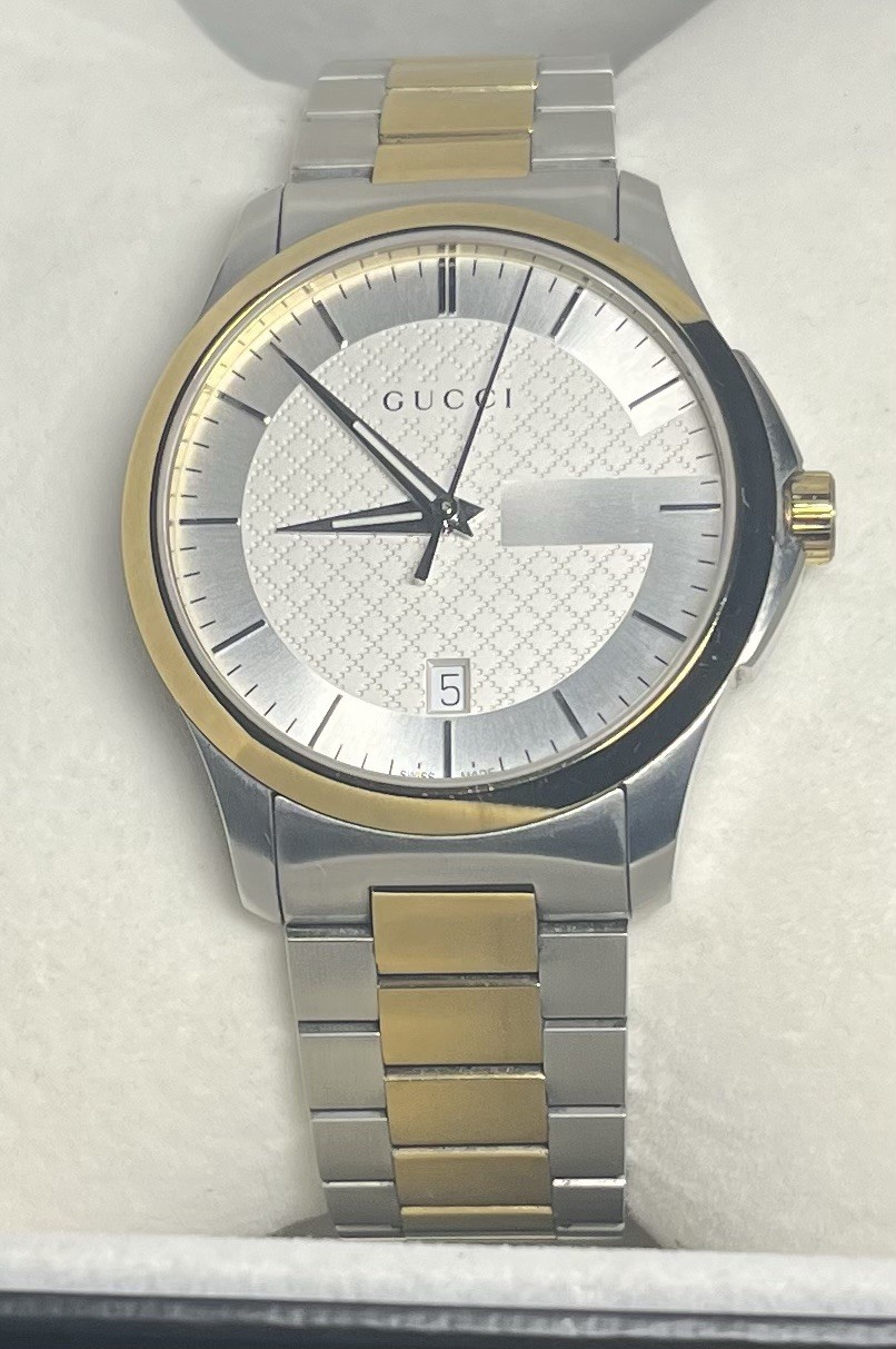 Gucci G Timeless Men’s Watch-YA126450-two tone-stainless steel-38mm-