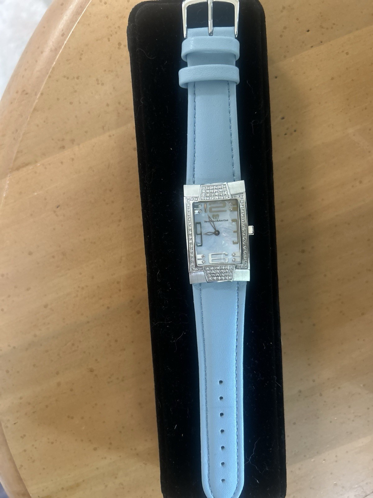 TechnoMarine CZ Bezel watch women, Mother Of Pearl Face Excellent Preowned