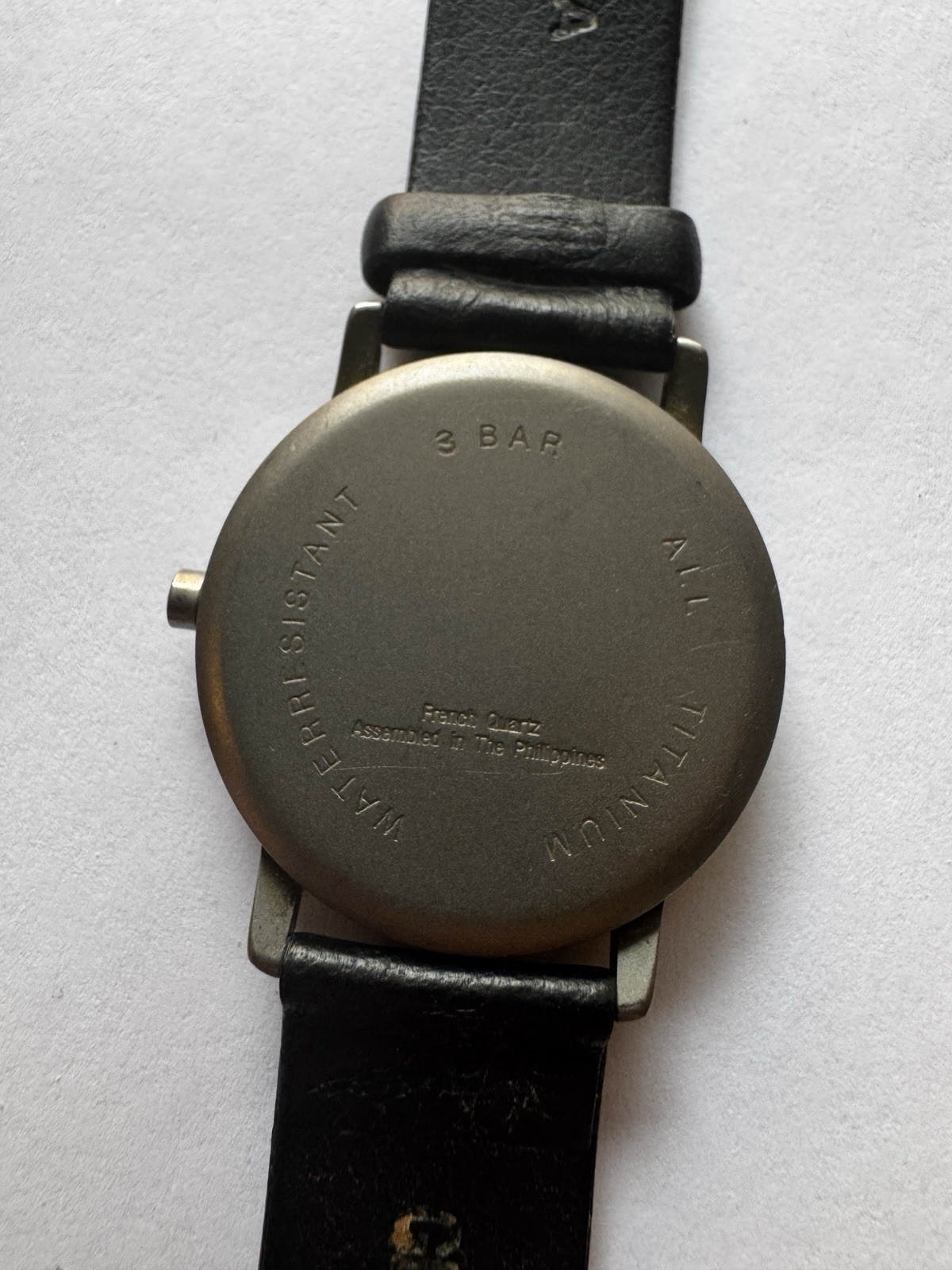 Boccia Titanium Wristwatch Black Leather Band Quartz Water-Resistant Analog Dial
