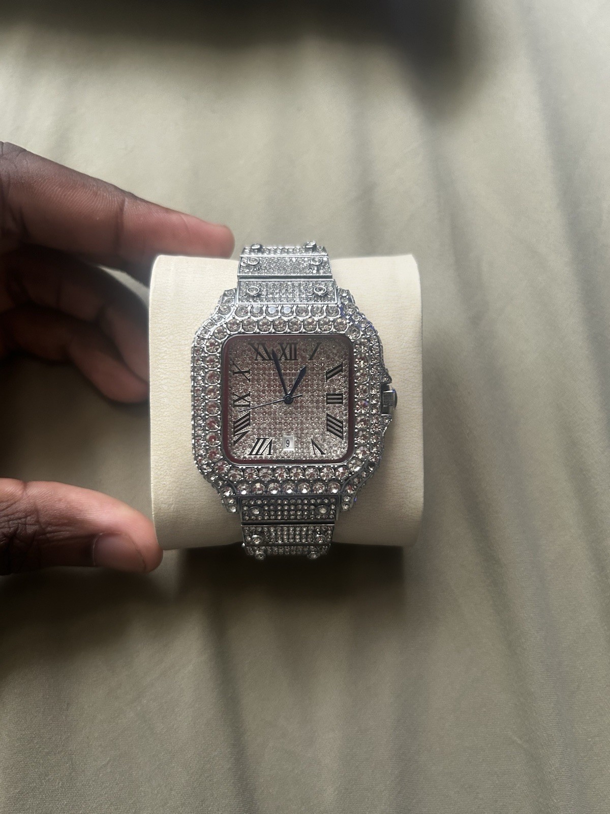 Men’s Silver Moissanite Automatic Watch