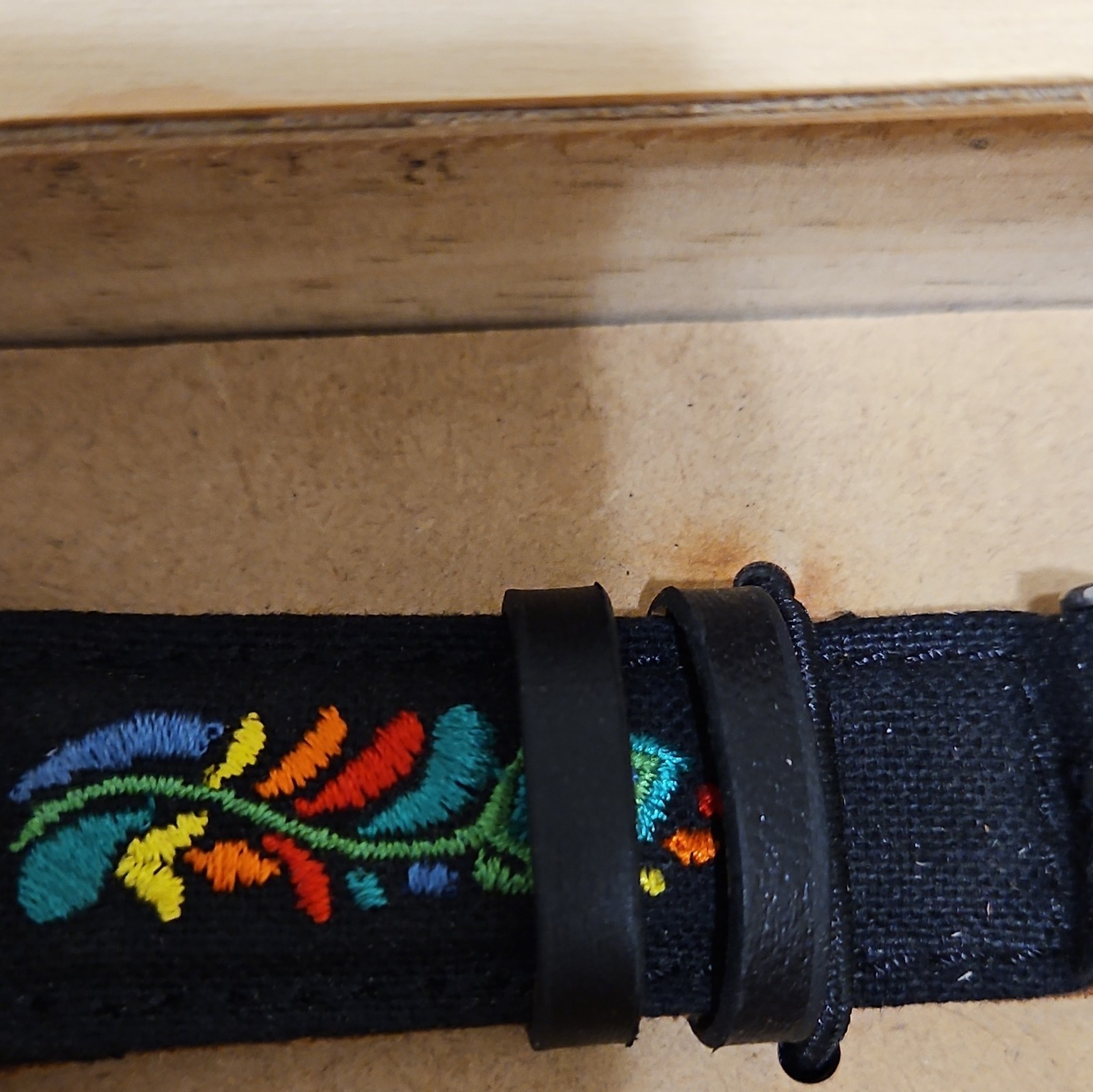 Men’s watch, handcrafted, featuring wood embroidery